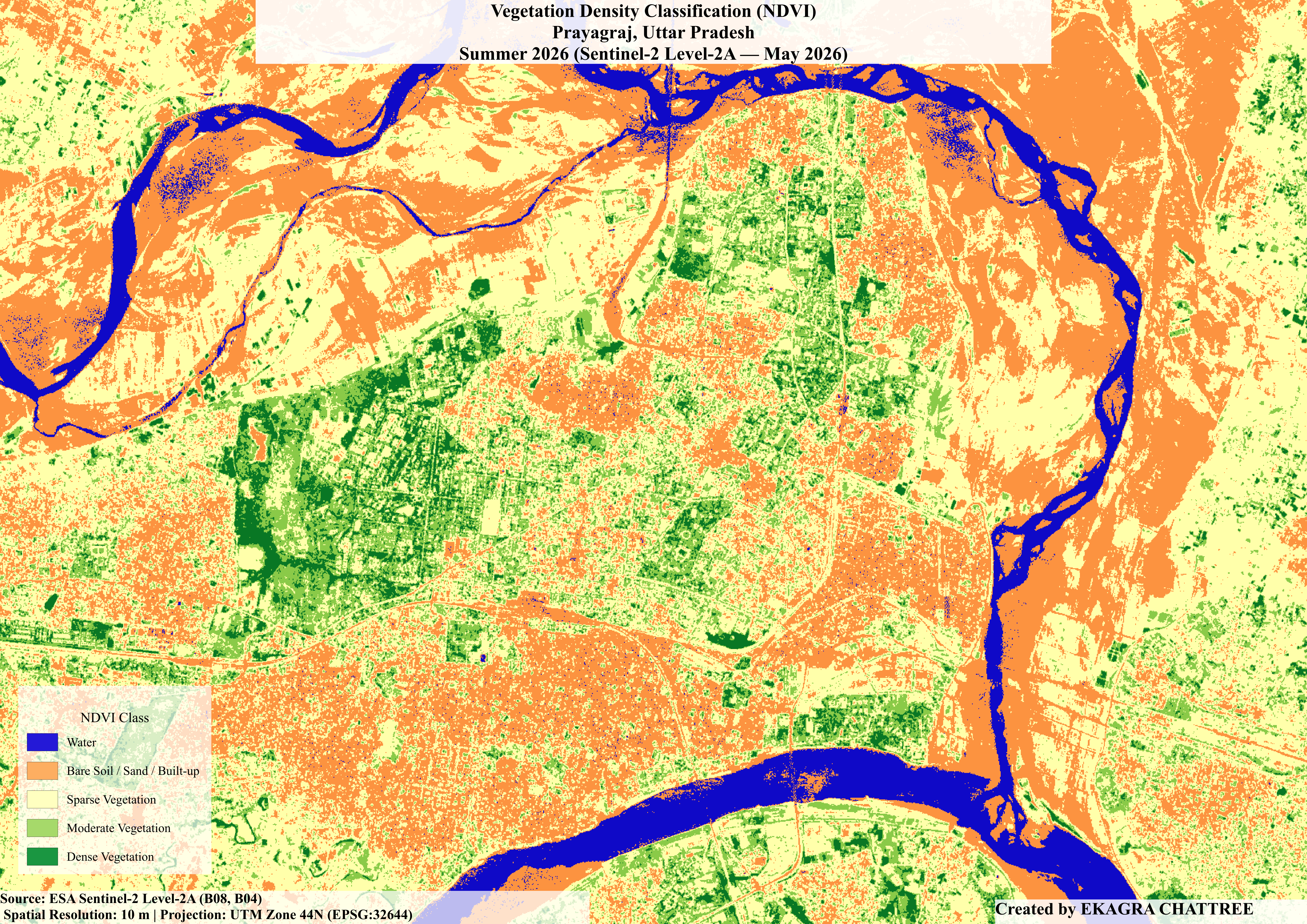 Classified NDVI Map of Prayagraj